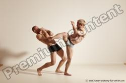 Underwear Martial art Man - Man White Moving poses Athletic Short Blond Dynamic poses Academic